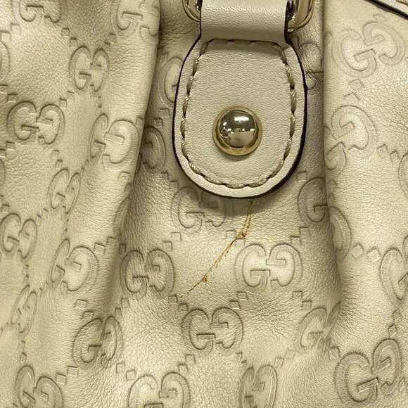 Auth GUCCI Sukey/Guccissima 223974 Cream Leather Handbag - Picture 13 of 16